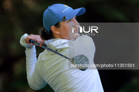 Lindy Duncan of Plantation, Florida hits from the 16th tee during the second round of the KPMG Women's PGA Championship at Sahalee Country C...