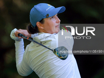 Lindy Duncan of Plantation, Florida hits from the 16th tee during the second round of the KPMG Women's PGA Championship at Sahalee Country C...