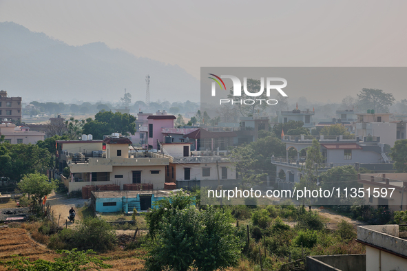 Smoke from nearby forest fires is causing very poor air quality in Haldwani, Uttarakhand, India, on April 22, 2024. 