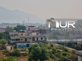 Smoke from nearby forest fires is causing very poor air quality in Haldwani, Uttarakhand, India, on April 22, 2024. (