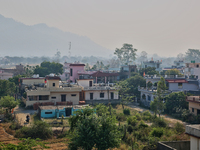 Smoke from nearby forest fires is causing very poor air quality in Haldwani, Uttarakhand, India, on April 22, 2024. (