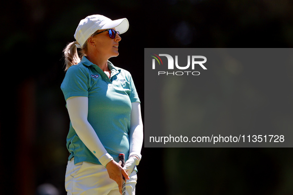 Sarah Kemp of Australia looks on the 18th fairway during the second round of the KPMG Women's PGA Championship at Sahalee Country Club on Fr...