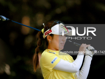 Yuna Nishimura of Japan hits from the 16th tee during the second round of the KPMG Women's PGA Championship at Sahalee Country Club on Frida...