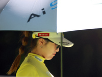 Yuna Nishimura of Japan walks from the 16th tee during the second round of the KPMG Women's PGA Championship at Sahalee Country Club on Frid...