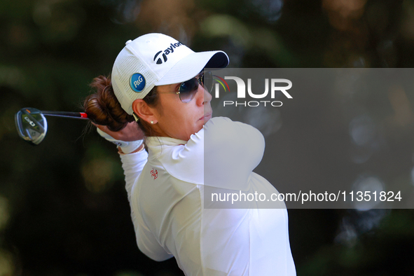 Maria Fassi of Mexico hits from the 16th tee during the second round of the KPMG Women's PGA Championship at Sahalee Country Club on Friday,...