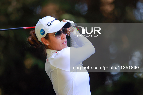 Maria Fassi of Mexico hits from the 16th tee during the second round of the KPMG Women's PGA Championship at Sahalee Country Club on Friday,...