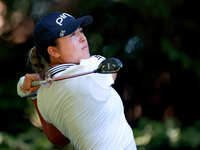 Malia Kim of Kailua, Hawaii hits from the 16th tee during the second round of the KPMG Women's PGA Championship at Sahalee Country Club on F...