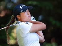 Malia Kim of Kailua, Hawaii hits from the 16th tee during the second round of the KPMG Women's PGA Championship at Sahalee Country Club on F...