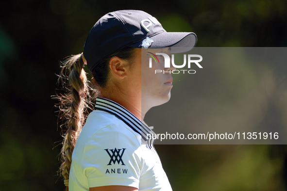 Malia Kim of Kailua, Hawaii walks from the 16th tee during the second round of the KPMG Women's PGA Championship at Sahalee Country Club on...