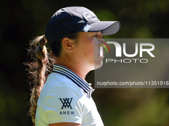 Malia Kim of Kailua, Hawaii walks from the 16th tee during the second round of the KPMG Women's PGA Championship at Sahalee Country Club on...