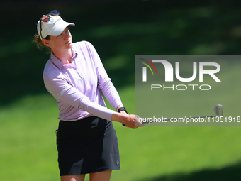 Sarah Schmelzel of Phoenix, Arizona hits on the 18th fairway during the second round of the KPMG Women's PGA Championship at Sahalee Country...