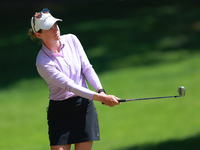 Sarah Schmelzel of Phoenix, Arizona hits on the 18th fairway during the second round of the KPMG Women's PGA Championship at Sahalee Country...