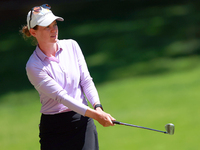 Sarah Schmelzel of Phoenix, Arizona hits on the 18th fairway during the second round of the KPMG Women's PGA Championship at Sahalee Country...