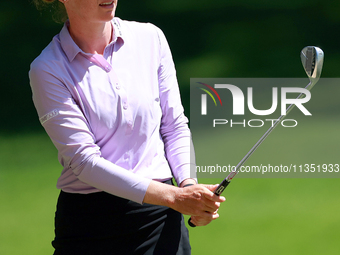 Sarah Schmelzel of Phoenix, Arizona hits on the 18th fairway during the second round of the KPMG Women's PGA Championship at Sahalee Country...