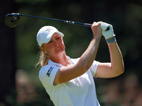 Anna Nordqvist of Sweden hits from the 3rd tee during the second round of the KPMG Women's PGA Championship at Sahalee Country Club on Frida...