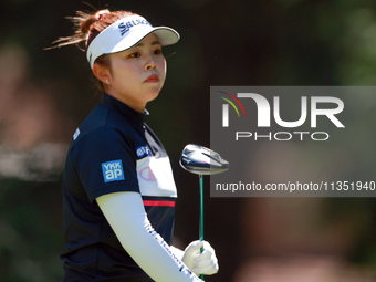 Miyu Yamashita hits from the 3rd tee during the second round of the KPMG Women's PGA Championship at Sahalee Country Club on Friday, June 21...