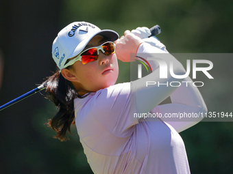 Ruoning Yin of China hits from the 3rd tee during the second round of the KPMG Women's PGA Championship at Sahalee Country Club on Friday, J...