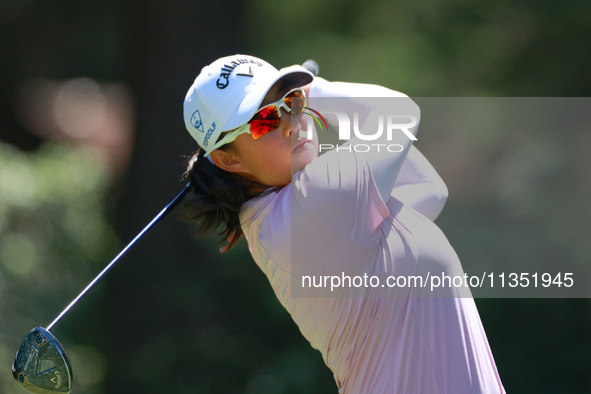 Ruoning Yin of China hits from the 3rd tee during the second round of the KPMG Women's PGA Championship at Sahalee Country Club on Friday, J...