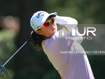 Ruoning Yin of China hits from the 3rd tee during the second round of the KPMG Women's PGA Championship at Sahalee Country Club on Friday, J...