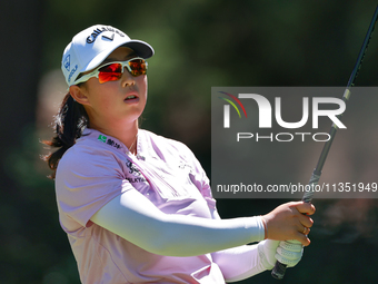 Ruoning Yin of China hits from the 3rd tee during the second round of the KPMG Women's PGA Championship at Sahalee Country Club on Friday, J...