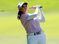 Ruoning Yin of China hits from the 3rd fairway during the second round of the KPMG Women's PGA Championship at Sahalee Country Club on Frida...