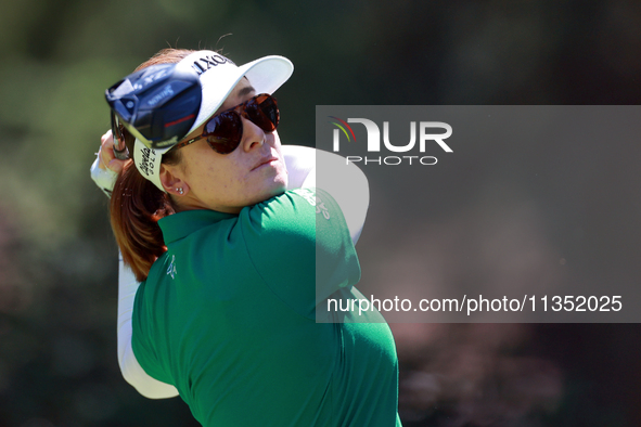 Hannah Green of Ausralia hits from the 3rd tee during the second round of the KPMG Women's PGA Championship at Sahalee Country Club on Frida...