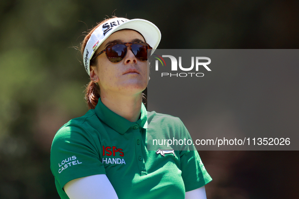 Hannah Green of Ausralia follows her shot from the 3rd tee during the second round of the KPMG Women's PGA Championship at Sahalee Country C...