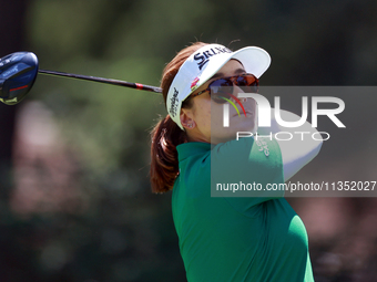 Hannah Green of Ausralia hits from the 3rd tee during the second round of the KPMG Women's PGA Championship at Sahalee Country Club on Frida...