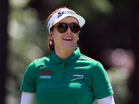 Hannah Green of Ausralia follows her shot from the 3rd tee during the second round of the KPMG Women's PGA Championship at Sahalee Country C...