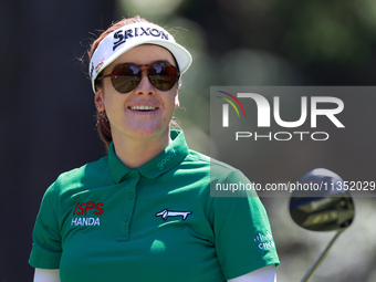 Hannah Green of Ausralia follows her shot from the 3rd tee during the second round of the KPMG Women's PGA Championship at Sahalee Country C...