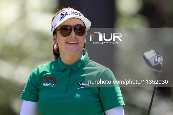 Hannah Green of Ausralia follows her shot from the 3rd tee during the second round of the KPMG Women's PGA Championship at Sahalee Country C...