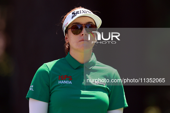 Hannah Green of Ausralia waits on the 2nd green during the second round of the KPMG Women's PGA Championship at Sahalee Country Club on Frid...