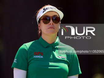 Hannah Green of Ausralia waits on the 2nd green during the second round of the KPMG Women's PGA Championship at Sahalee Country Club on Frid...