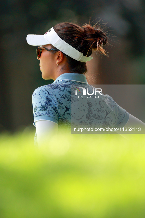 Alison Lee of Los Angeles, California looks over the 6th green during the second round of the KPMG Women's PGA Championship at Sahalee Count...