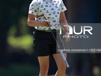 Akie Iwai of Japan walks on the 6th green during the second round of the KPMG Women's PGA Championship at Sahalee Country Club on Friday, Ju...