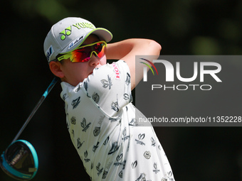 Akie Iwai of Japan hits from the 7th tee during the second round of the KPMG Women's PGA Championship at Sahalee Country Club on Friday, Jun...