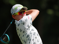 Akie Iwai of Japan hits from the 7th tee during the second round of the KPMG Women's PGA Championship at Sahalee Country Club on Friday, Jun...