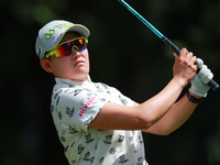 Akie Iwai of Japan follows her shot from the 7th tee during the second round of the KPMG Women's PGA Championship at Sahalee Country Club on...