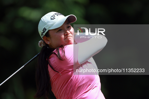 Allisen Corpuz of Kapolei, Hawaii hits from the 7th tee during the second round of the KPMG Women's PGA Championship at Sahalee Country Club...