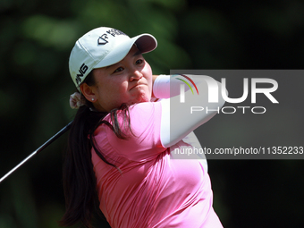 Allisen Corpuz of Kapolei, Hawaii hits from the 7th tee during the second round of the KPMG Women's PGA Championship at Sahalee Country Club...