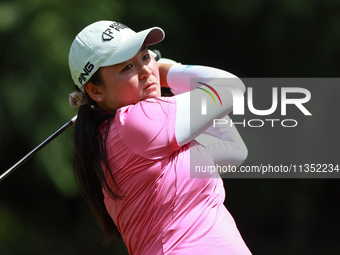 Allisen Corpuz of Kapolei, Hawaii hits from the 7th tee during the second round of the KPMG Women's PGA Championship at Sahalee Country Club...