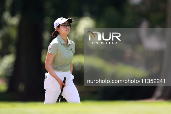 Rose Zhang of Irvine, California walks to the 6th green during the second round of the KPMG Women's PGA Championship at Sahalee Country Club...