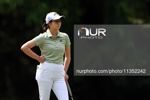 Rose Zhang of Irvine, California waits on the 6th green during the second round of the KPMG Women's PGA Championship at Sahalee Country Club...