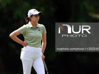 Rose Zhang of Irvine, California waits on the 6th green during the second round of the KPMG Women's PGA Championship at Sahalee Country Club...