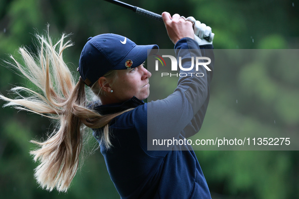 Frida Kinhult of Sweden tees off on the 11th hole during Day Three of the KPMG Women's PGA Championship at Sahalee Country Club in Sammamish...