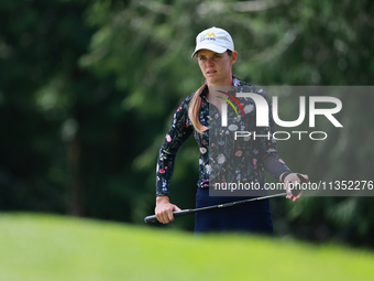 Sarah Schmelzel of the United States prepares to play her putt on the 8th green during Day Three of the KPMG Women's PGA Championship at Sah...