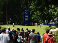 Lexi Thompson of the United States lines up her putt on the 9th green during Day Three of the KPMG Women's PGA Championship at Sahalee Count...