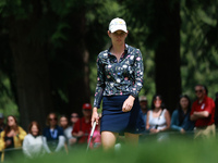 Sarah Schmelzel of the United States lines up her putt on the first green during Day Three of the KPMG Women's PGA Championship at Sahalee C...