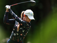 Sarah Schmelzel of the United States tees off on the second hole during Day Three of the KPMG Women's PGA Championship at Sahalee Country Cl...