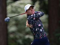 Sarah Schmelzel of the United States tees off on the third hole during Day Three of the KPMG Women's PGA Championship at Sahalee Country Clu...